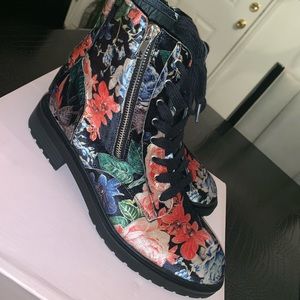 JustFab Floral Combat Boots
